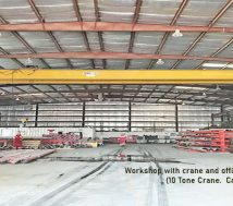 warehouse workshop with crane