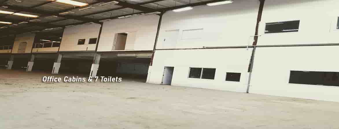 warehouse with toilets