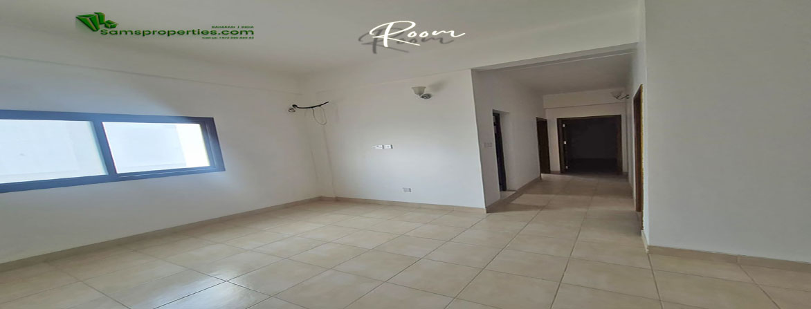 Entrance to living room hall of a two-bedroom flat for rent in Riffa, Bahrain, suitable for workers and staff housing.